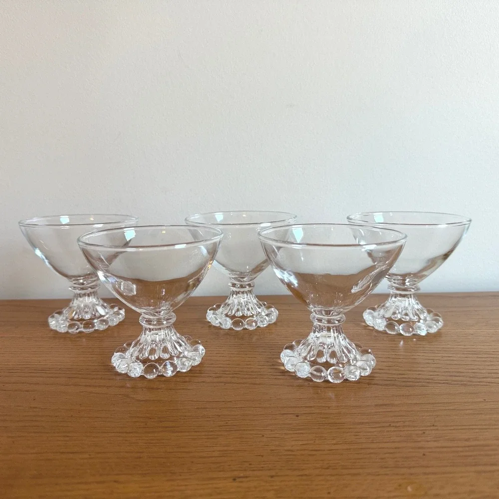 Anchor Hocking Boogie‎ Berwick Footed Sherbet Champagne Glasses Set of 5
